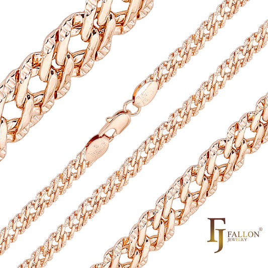 .Rombo hammered chains plated in White Gold, 14K Gold, Rose Gold, two tone