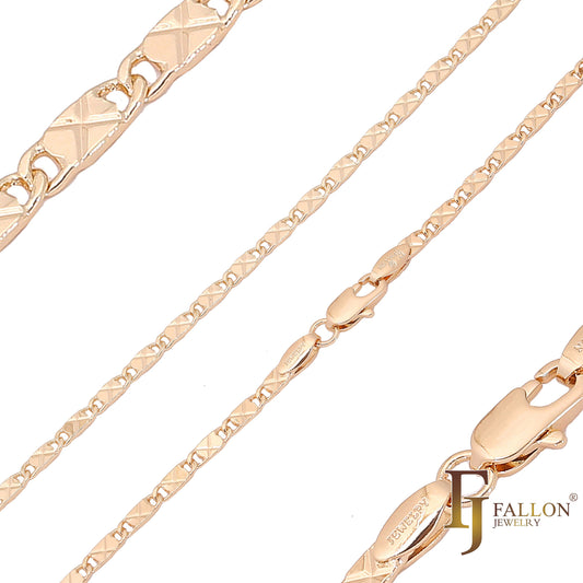 🔥 Solid snail link cross X hammered chains plated in 14K Gold, Rose Gold