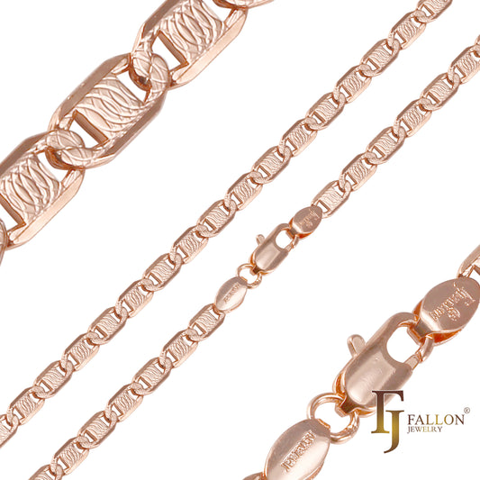 ๐ฅ Mariner link curved ripple hammered 14K Gold, Rose Gold, two tone chains YIAKQ