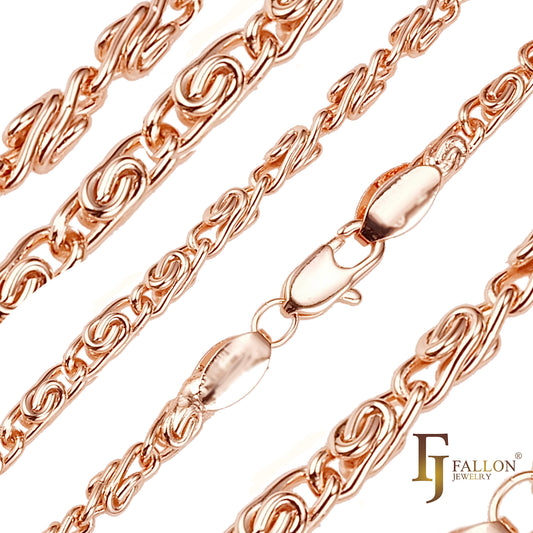 🔥 Classic Snail natural cable link chains plated in 14K Gold, Rose Gold