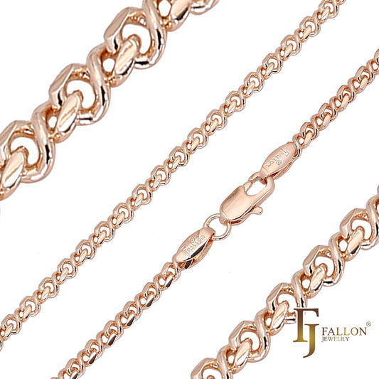 🔥 Infinity 8 twisted link chains plated in 14K Gold, Rose Gold, two and three tone