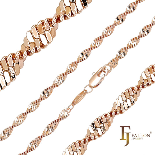 🔥 Double singapore link chains plated in 14K Gold, 18K Gold, Rose Gold, White Gold, two tone