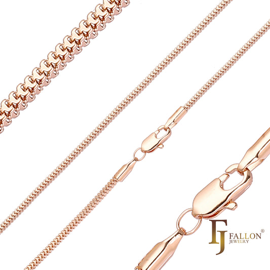 Correntes de elo fantasia de bloqueio duplo banhadas em ouro 14K, ouro rosa