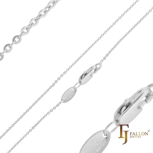 {Customize} Disc Rolo link chains plated in White Gold, 14K Gold, Rose Gold