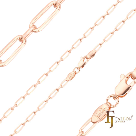 Long paperclip link chains plated in Rose Gold