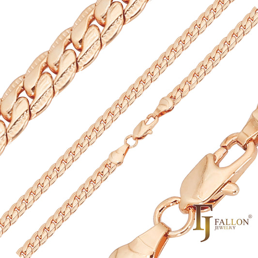 Flat compact curb Chains plated in 14K Gold two tone