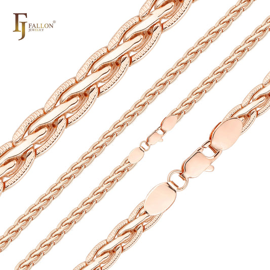 🔥 Spiga wheat tire hammered chains plated in Rose Gold, two tone