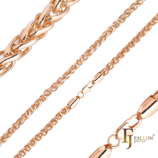 Double curb link chains plated in 14K Gold, Rose Gold