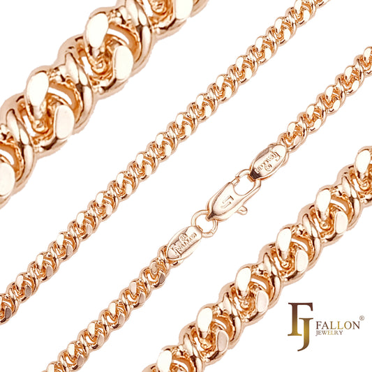 Infinity 8 round link 1.5mm-4mm chains plated in 14K Gold, Rose Gold, White Gold, two tone