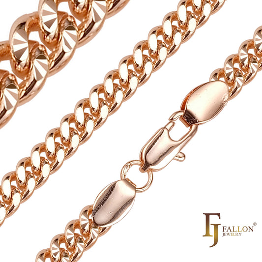 🔥 Classic Miami Style star hammered Cuban link chains plated in Rose Gold
