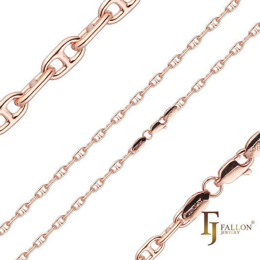 Mariner Anchor link chains plated in Rose Gold, two tone