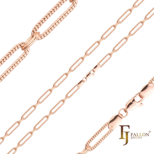 Long paperclip link hammered chains