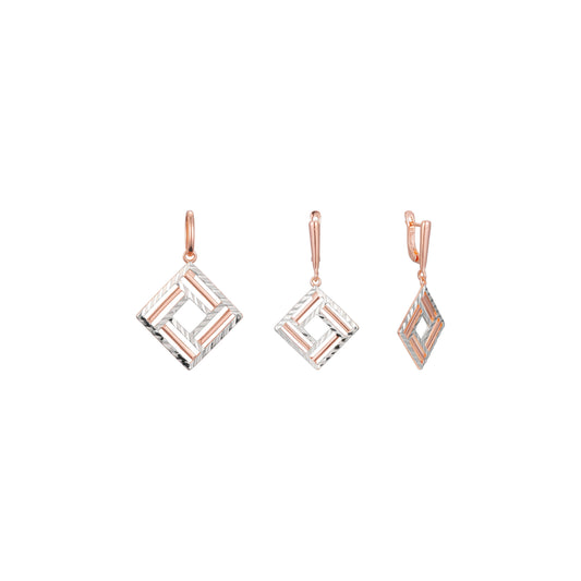 Rose Gold two tone geometric rhombus set