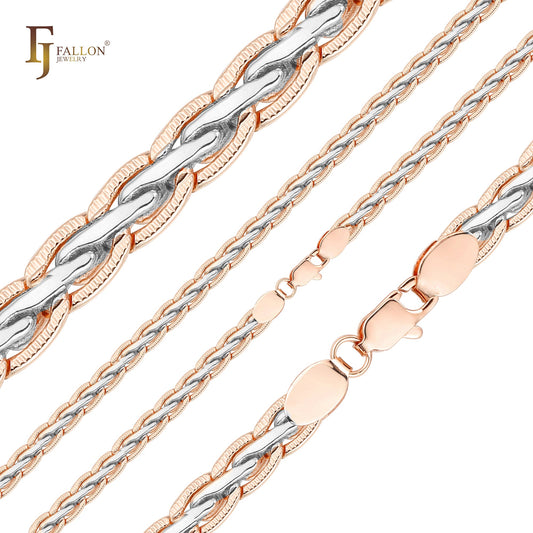🔥 Spiga wheat tire hammered chains plated in Rose Gold, two tone