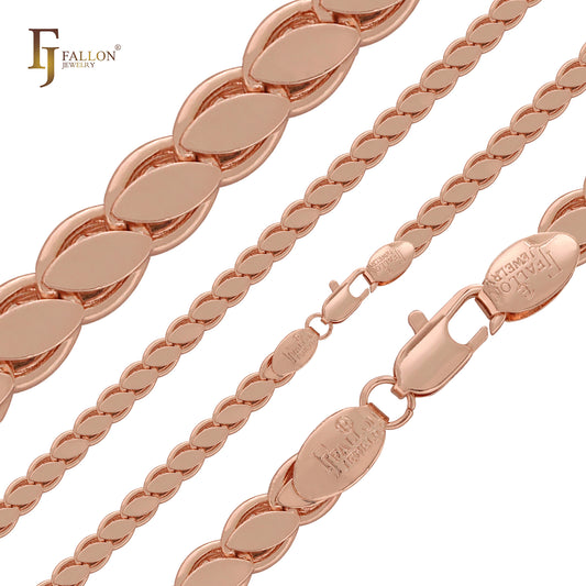 Fancy Leaves link 14K Gold, Rose Gold chains