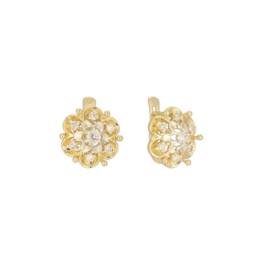 Flower earrings in 14K Gold, two tone plating colors