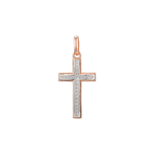 Cluster white CZs 14K Gold, Rose Gold or White Gold Latin Cross Pendant