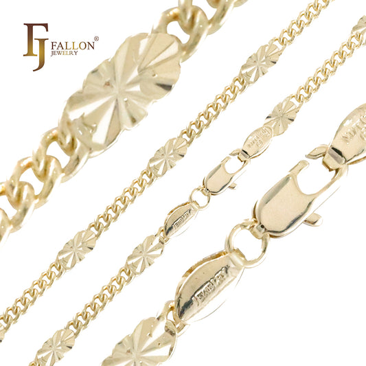 Sunflower cable fancy link sunburst hammered chains