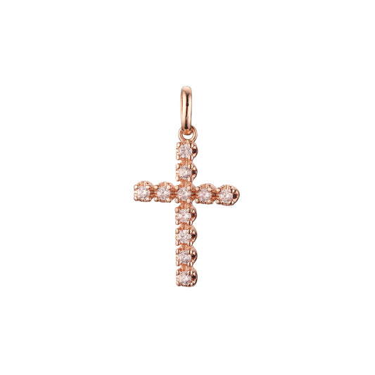 Cluster white CZs Rose Gold, White Gold, 14K Gold Latin Cross Pendant