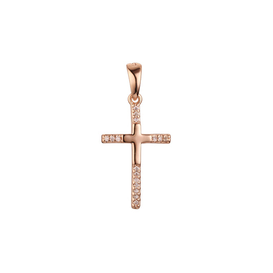 Latin Cluster white CZs Rose Gold Latin cross pendant