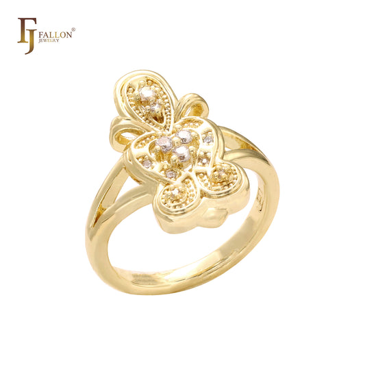 Anéis da moda em filigrana em ouro 14K