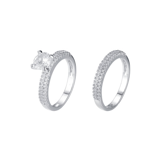 Cluster white CZs 14K Gold, white gold stackable rings