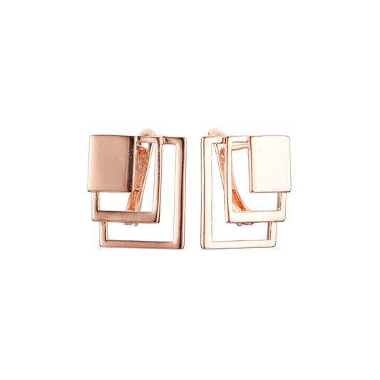 .Rose Gold windows of heart geometric earrings