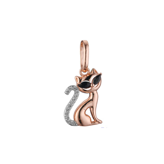 Cat animal pendant in Rose Gold two tone, 14K Gold plating colors
