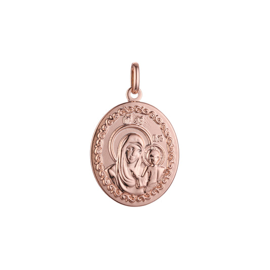 🔥 Virgin Mary of Kazan pendant in Rose Gold, 14K Gold plating colors