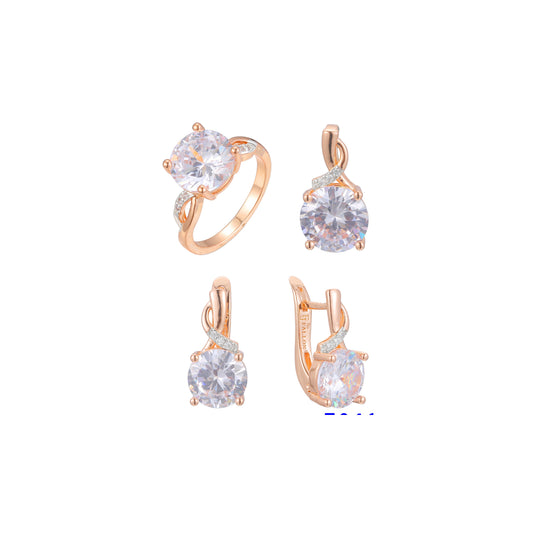 Rose Gold two tone big solitaire lake blue stone
