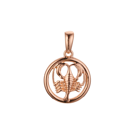 Constellation Zodiac constellation Rose Gold two tone pendant - Glossy Circle