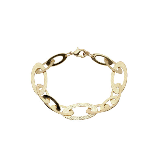{Customize} Oval half hammered rolo link 18K Gold chains