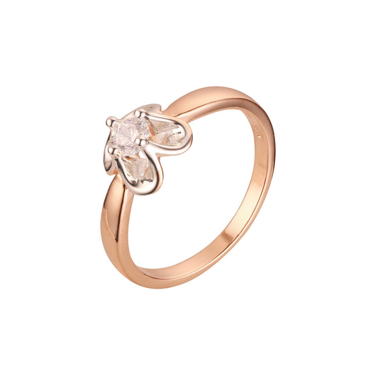 Anillos solitarios de oro rosa de dos tonos