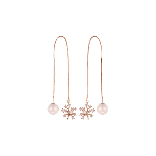 Rose Gold threader pearl earrings