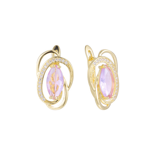 Solitär-Marquise-Ohrringe aus 14 Karat Gold und Roségold, zweifarbig
