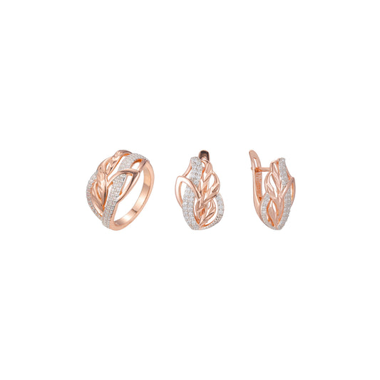 Conjunto lujoso de textura de chevron de dos tonos de oro rosa