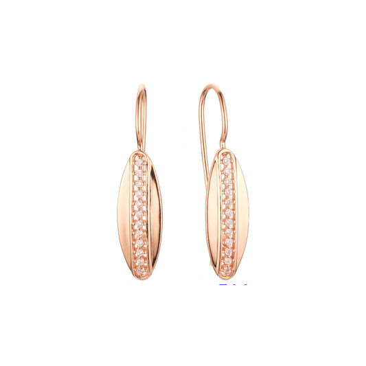 Wire hook earrings in Rose Gold, two tone plating colors