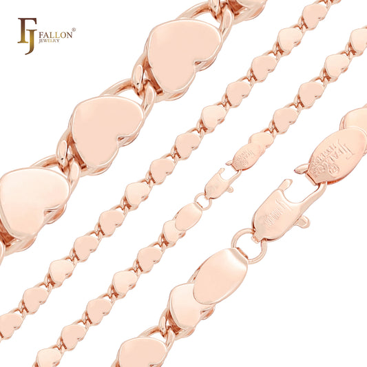 Heart shape snail link 14K Gold, Rose Gold fancy Chains