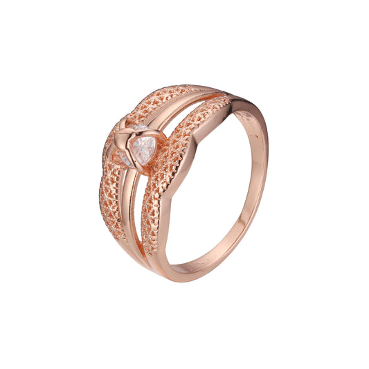 Anillos love lock de diseño solitario en Oro 14K, colores baño de oro rosa