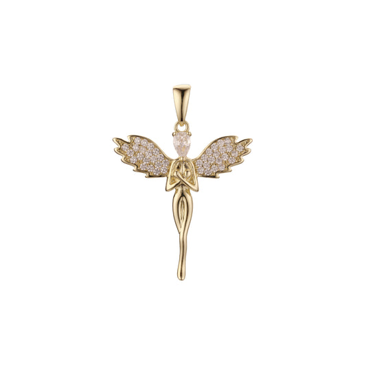 Angel wings pendant in Rose Gold two tone, White Gold, 14K Gold plating colors