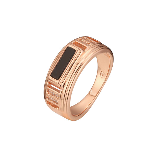 Black oil painted Rose Gold men's signet rings