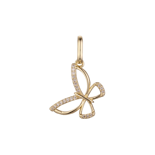 Paved white CZs Butterfly Rose Gold, 14K Gold pendant