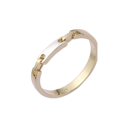 Men's ID chain link rings in 14K Gold, Rose Gold, two tone plating colors