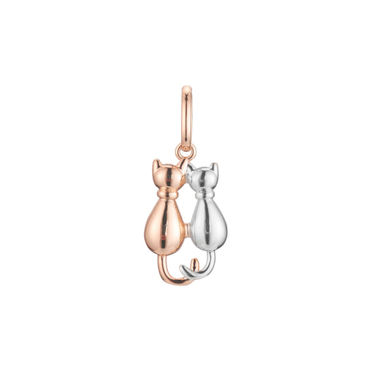 Cat animal pendant in Rose Gold two tone, 14K Gold plating colors