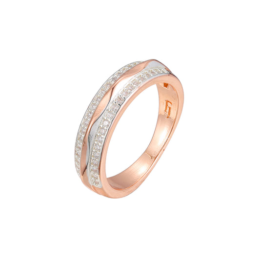 Anillos de dos tonos de oro rosa
