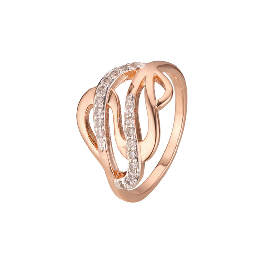 Anillos de moda de dos tonos de oro rosa
