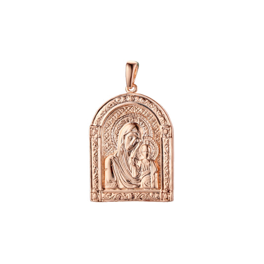 Rose Gold Virgin Mary of Vladimir pendant
