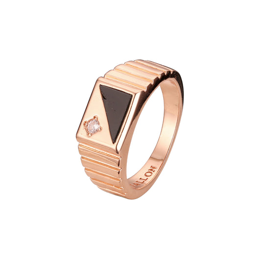 Black oil painted Rose Gold men's signet rings