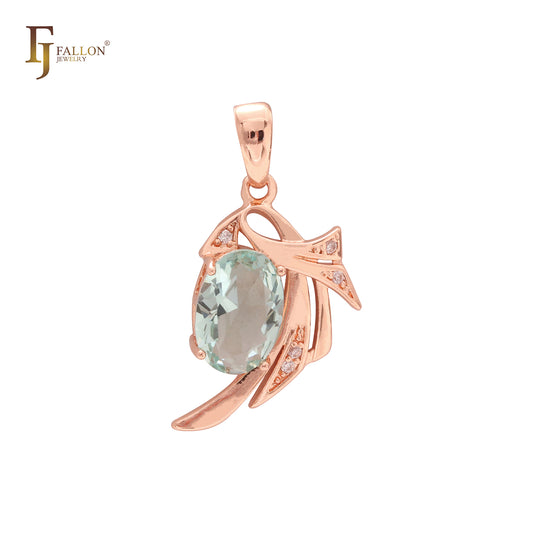 Rose Gold Solitaire Oval CZ Pendant