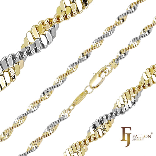 🔥 Double singapore link chains plated in 14K Gold, 18K Gold, Rose Gold, White Gold, two tone